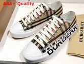 Burberry Logo Print Vintage Check Cotton Sneakers Archive Beige Replica