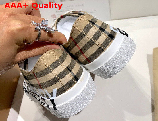 Burberry Logo Print Vintage Check Cotton Sneakers Archive Beige Replica