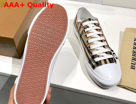 Burberry Logo Print Vintage Check Cotton Sneakers Archive Beige Replica