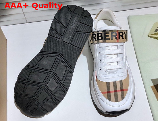 Burberry Logo Print Vintage Check and Leather Sneakers Archive Beige Replica