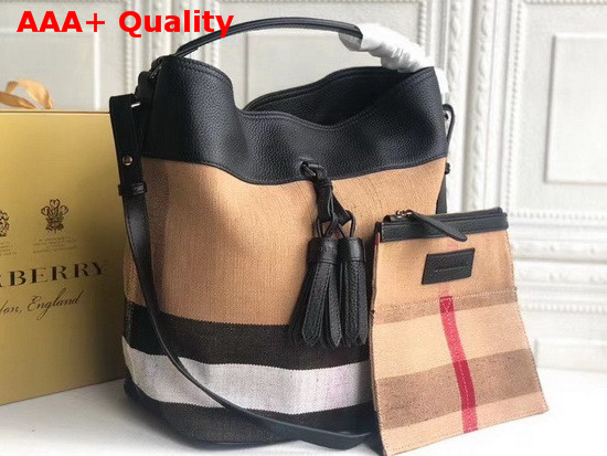 Burberry Medium Ashby in Canvas Check and Leather Black Replica