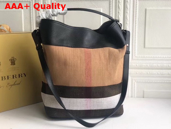 Burberry Medium Ashby in Canvas Check and Leather Black Replica