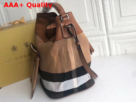 Burberry Medium Ashby in Canvas Check and Leather Saddle Brown Replica