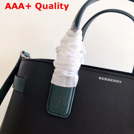 Burberry Medium Banner in Two Tone Leather Black and Sea Green Replica