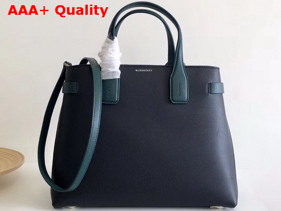 Burberry Medium Banner in Two Tone Leather Black and Sea Green Replica