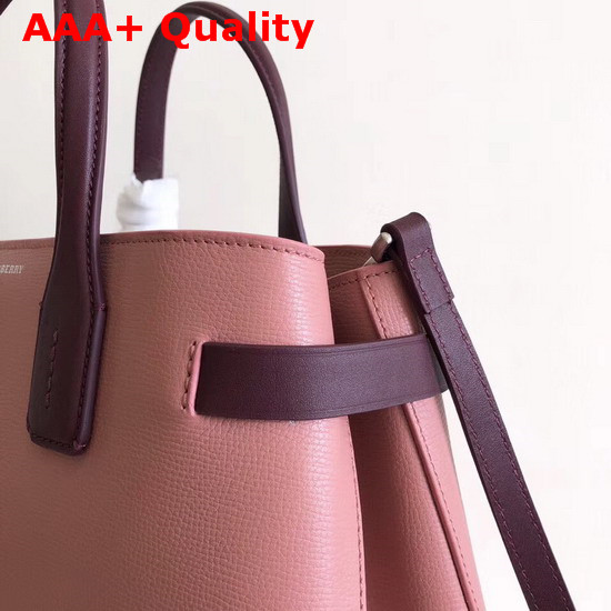 Burberry Medium Banner in Two Tone Leather Dusty Rose and Deep Claret Replica