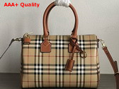 Burberry Medium Check Bowling Bag Archive Beige and Briar Brown Burberry Check Replica