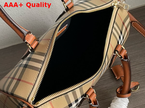 Burberry Medium Check Bowling Bag Archive Beige and Briar Brown Burberry Check Replica