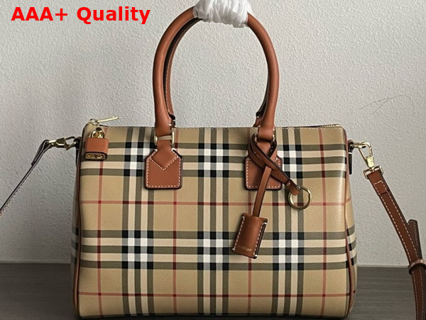 Burberry Medium Check Bowling Bag Archive Beige and Briar Brown Burberry Check Replica