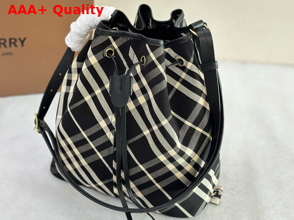 Burberry Medium Check Bucket Bag Black and Calico Replica