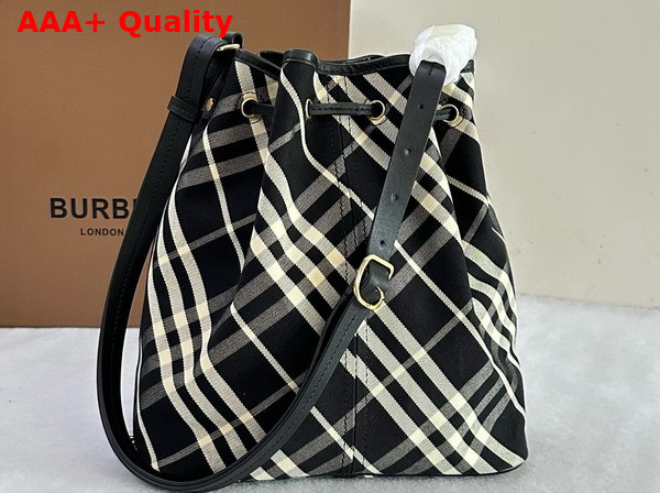 Burberry Medium Check Bucket Bag Black and Calico Replica