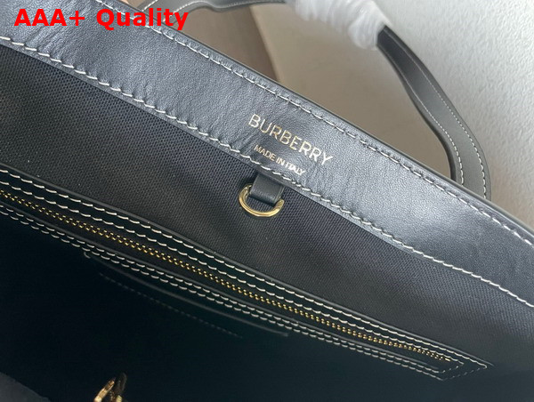 Burberry Medium Check and Leather Tote Dark Brich Brown Replica