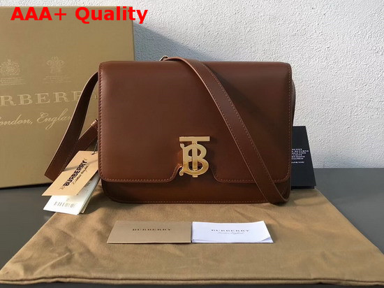 Burberry Medium Leather TB Bag in Malt Brown Calf Leather Replica