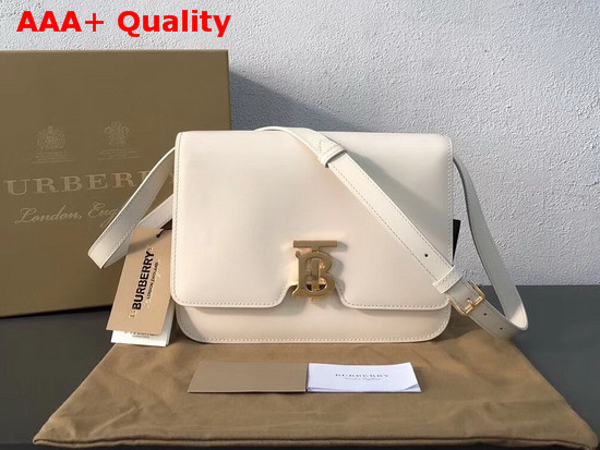 Burberry Medium Leather TB Bag in White Calf Leather Replica