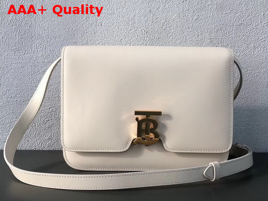 Burberry Medium Leather TB Bag in White Calf Leather Replica