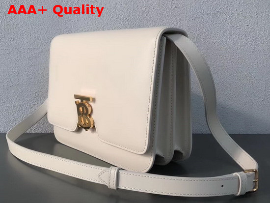 Burberry Medium Leather TB Bag in White Calf Leather Replica