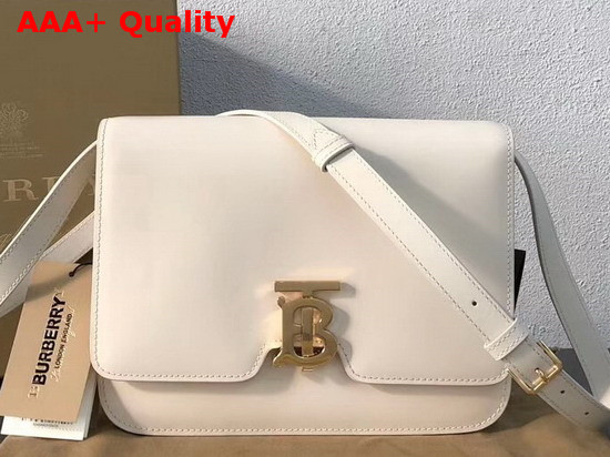 Burberry Medium Leather TB Bag in White Calf Leather Replica