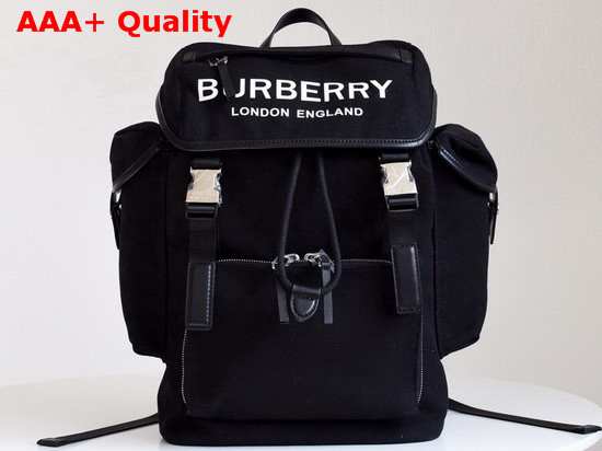 Burberry Medium Logo Detail Cotton Blend Backpack in Black Replica