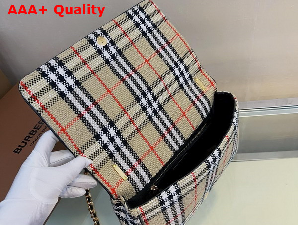 Burberry Medium Lola Bag in Archive Beige Burberry Check Boucle and Lined in a Cotton Blend Replica