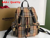 Burberry Medium Rucksack in Icon Stripe Nylon Archive Beige Replica