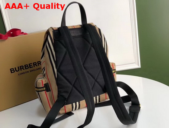 Burberry Medium Rucksack in Icon Stripe Nylon Archive Beige Replica