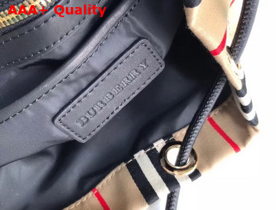 Burberry Medium Rucksack in Icon Stripe Nylon Archive Beige Replica