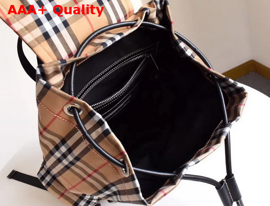 Burberry Medium Rucksack in Icon Stripe Nylon with Silver Metal Replica