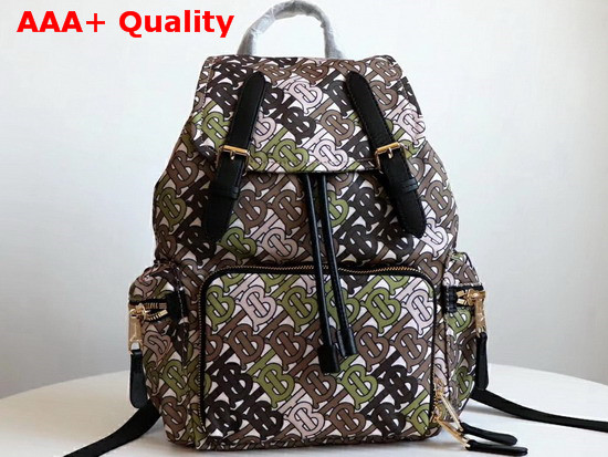 Burberry Medium Rucksack in Monogram Print Nylon Khaki Green Replica