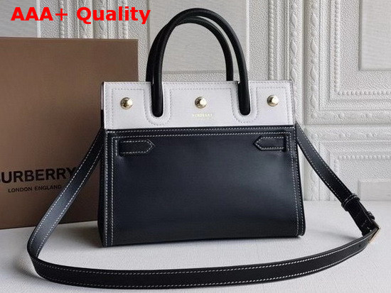 Burberry Mini Leather Two Handle Title Bag Black and White Replica