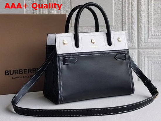 Burberry Mini Leather Two Handle Title Bag Black and White Replica