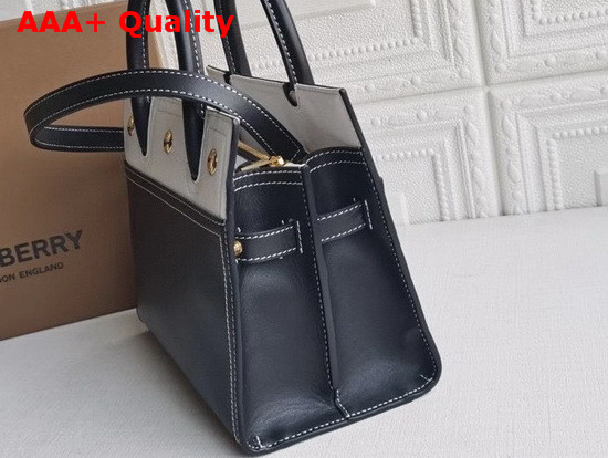 Burberry Mini Leather Two Handle Title Bag Black and White Replica