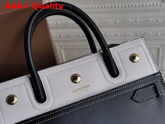 Burberry Mini Leather Two Handle Title Bag Black and White Replica