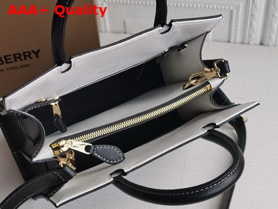 Burberry Mini Leather Two Handle Title Bag Black and White Replica