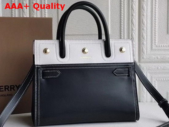 Burberry Mini Leather Two Handle Title Bag Black and White Replica