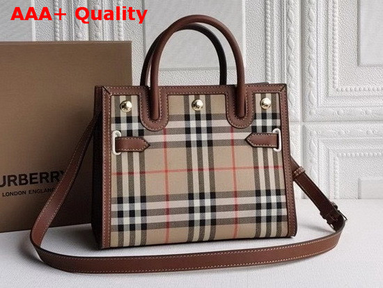 Burberry Mini Vintage Check Two Handle Title Bag Archive Beige Replica