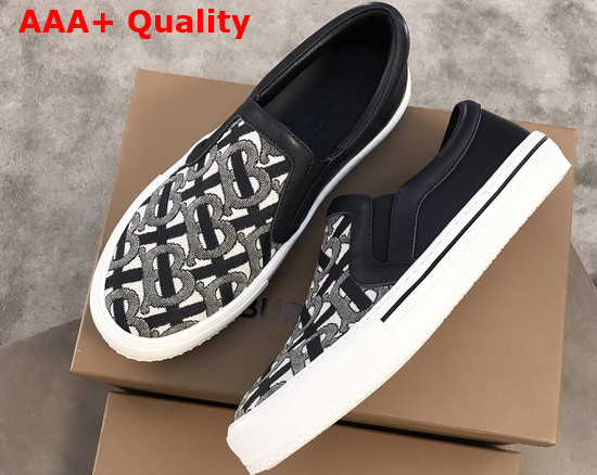 Burberry Monogram Motif Slip On Sneakers in Black Replica