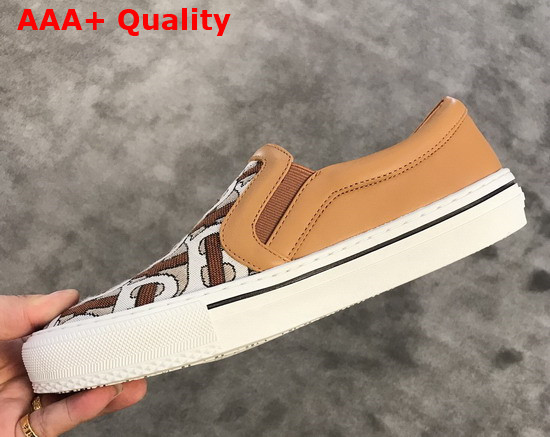 Burberry Monogram Motif Slip On Sneakers in Tan Replica