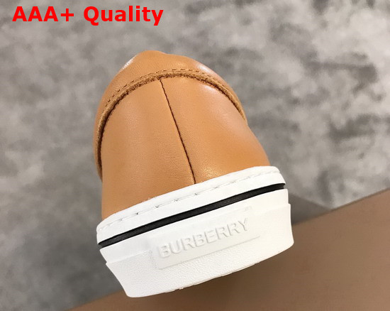 Burberry Monogram Motif Slip On Sneakers in Tan Replica