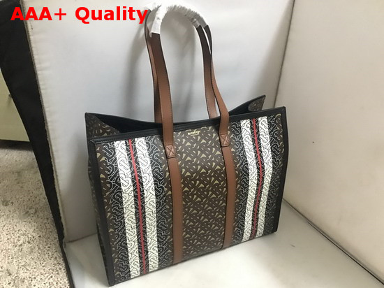 Burberry Monogram Stripe E Canvas Tote Bag Bridle Brown Replica