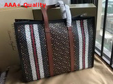 Burberry Monogram Stripe E Canvas Tote Bag Bridle Brown Replica