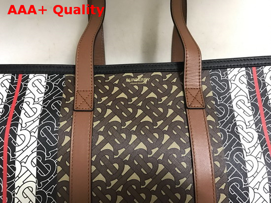 Burberry Monogram Stripe E Canvas Tote Bag Bridle Brown Replica