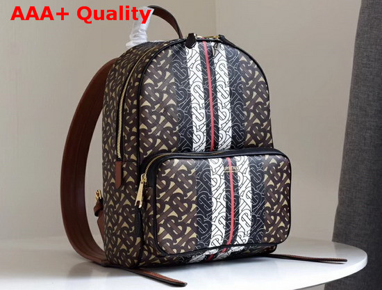 Burberry Monogram Stripe Print E Canvas Backpack Bridle Brown Replica