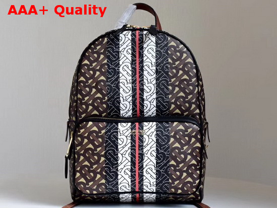 Burberry Monogram Stripe Print E Canvas Backpack Bridle Brown Replica