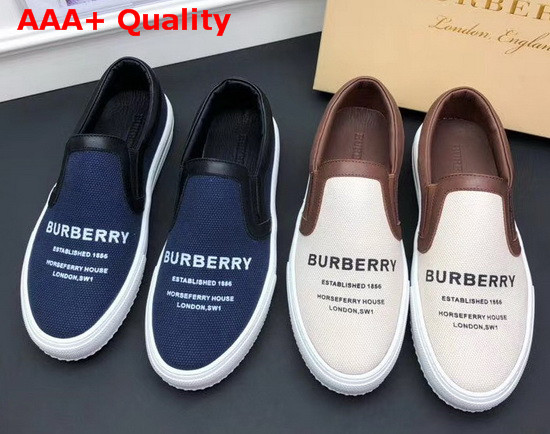 Burberry Slip On Sneakers in Beige Printed Canvas Replica