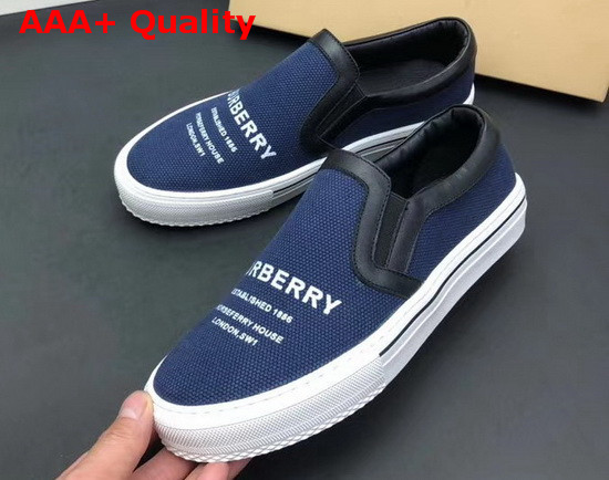 Burberry Slip On Sneakers in Blue Printed Canvas Replica