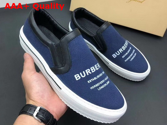 Burberry Slip On Sneakers in Blue Printed Canvas Replica