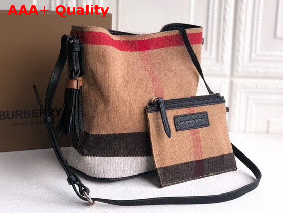 Burberry Small Ashby in Canvas Check and Leather Black Replica