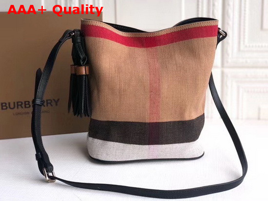 Burberry Small Ashby in Canvas Check and Leather Black Replica