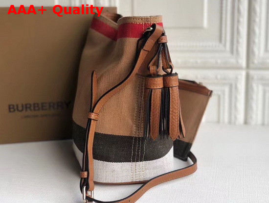 Burberry Small Ashby in Canvas Check and Leather Saddle Brown Replica