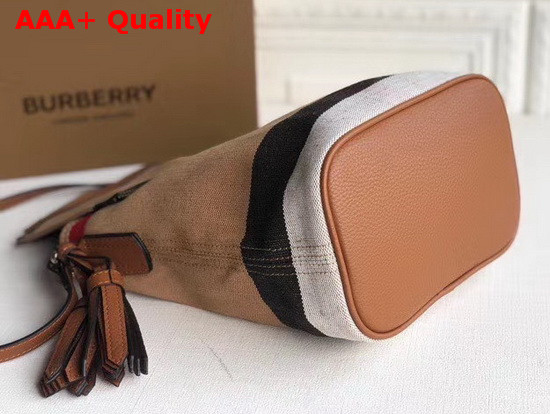 Burberry Small Ashby in Canvas Check and Leather Saddle Brown Replica